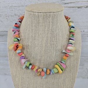 PASTELS COLORS Splash Bead CHOKER Necklace Irregular Ceramic Statement Jewelry